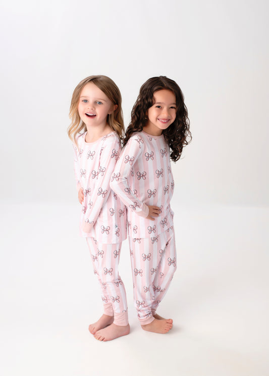Bubbly Bows Bamboo Two-Piece Pajama Set